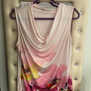 Pink floral print blouse